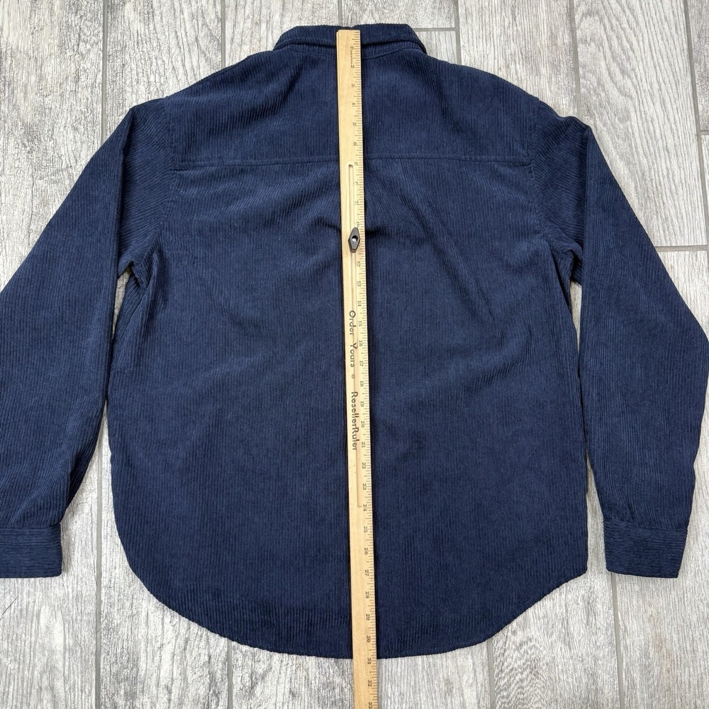 RSQ Blue‎ Corduroy Button Down Long Sleeve 100% Polyester Shirt Size Medium - Picture 9 of 9